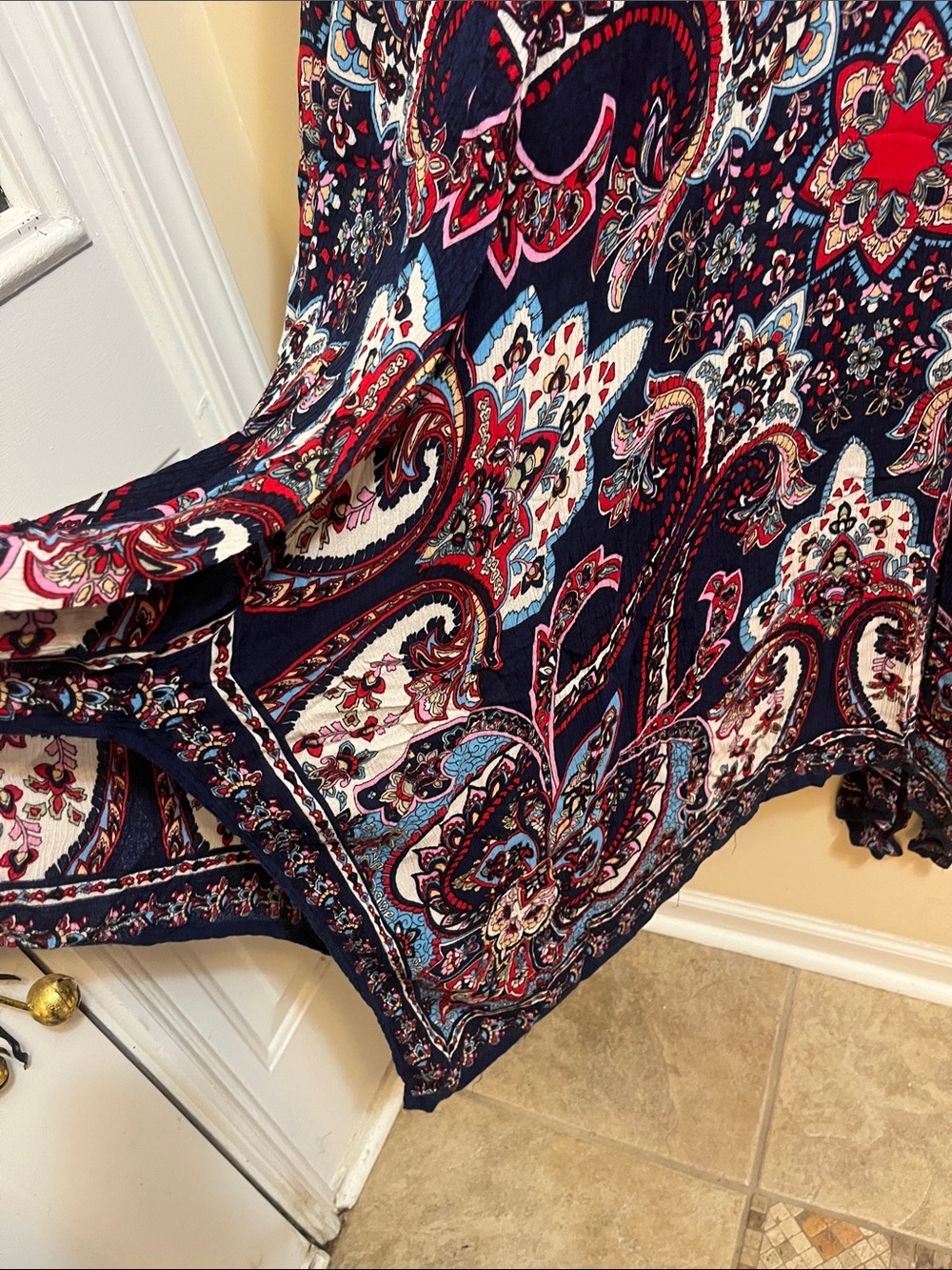 Coke Boho Paisley Maxi Skirt in Navy, Red & Cream - Picture 2 of 5